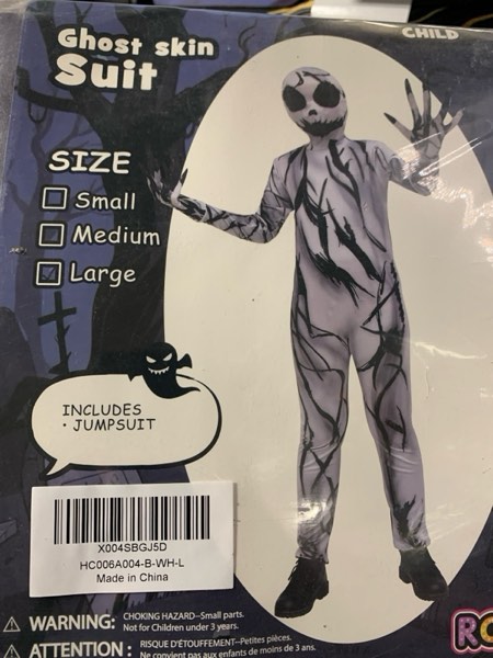 Condition photo showing New/Like New for Christmas Gifts Kids Full Body Black Spandex Suit - Unisex Stretch Costume for Halloween, Dress-Up Fits Ages 4–10 Monster Branch 8-10 Years
