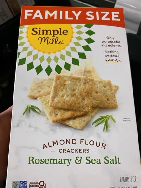 Condition photo showing New/Like New for Simple Mills Almond Flour Crackers, Family Size, Rosemary & Sea Salt - Gluten Free, Vegan, Healthy Snacks, 7 Ounce (Pack of 1)
