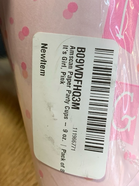 Condition photo showing New/Like New for Amscan Paper Party Cups - 9 oz. | Pack of 8, It's Girl, Pink