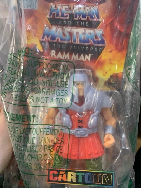Condition photo showing New/Like New for Masters of the Universe Origins Action Figure Cartoon Collection Ram Man, 5.5-inch 1980s Motu TV Human Battering Ram, Detailed Design & Accessory