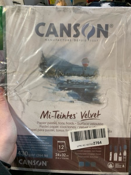 Condition photo showing New/Like New for Canson Mi-Teintes Velvet Drawing Paper Pad, Cool Tones, Assorted Colors, Glue Binding, (260lb/430g), 12 Sheet, 9.4x12.6 inch, 1 Count