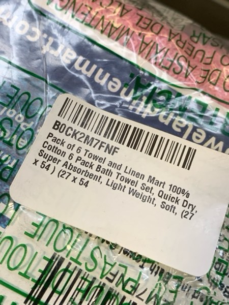 Condition photo showing New/Like New for Towel and Linen Mart 100% Cotton 6 Pack Bath Towel Set, Quick Dry, Super Absorbent, Light Weight, Soft, (27 x 54 Pack of 6) (27 x 54 6 Pack, Plum, Pink, Beige, Grey, White, Peach) 27 x 54 6 pack Plum , Pink , Beige , Grey , White , Peach