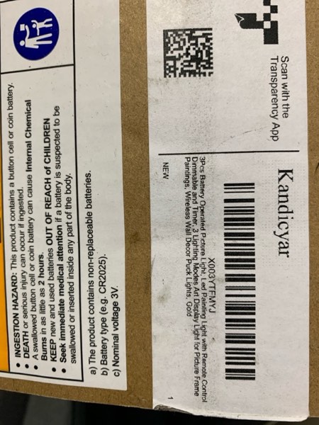 Condition photo showing New/Like New for 3Pcs Battery Operated Picture Light, Magnetic Led Painting Light with Remote Dimmable and Timer, 3 Lighting Modes Art Display Light for Picture Frame Paintings, Wireless Wall Decor Puck Lights, Gold Gold, Battery Operated 3 Pack