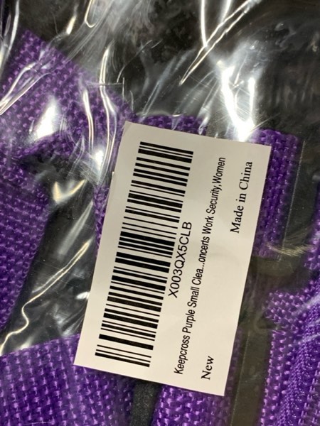 Condition photo showing New/Like New for Keepcross Purple Small Mini Clear Backpack for Girls Kids - Cute Plastic Clear Bag Stadium Approved Great for Festival Sport Events Concerts Beach Travel