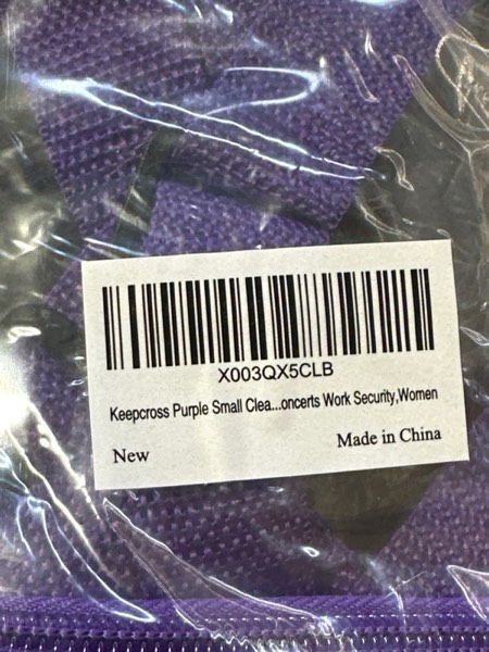 Condition photo showing New/Like New for Keepcross Purple Small Mini Clear Backpack for Girls Kids - Cute Plastic Clear Bag Stadium Approved Great for Festival Sport Events Concerts Beach Travel