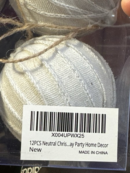 Condition photo showing New/Like New for 12PCS Neutral Christmas Ornaments Balls Set, 3.15" Jute Burlap & Fabric Hanging Baubles, Rustic Farmhouse Textured Tan Xmas Tree Decorations for Holiday Party Home Decor