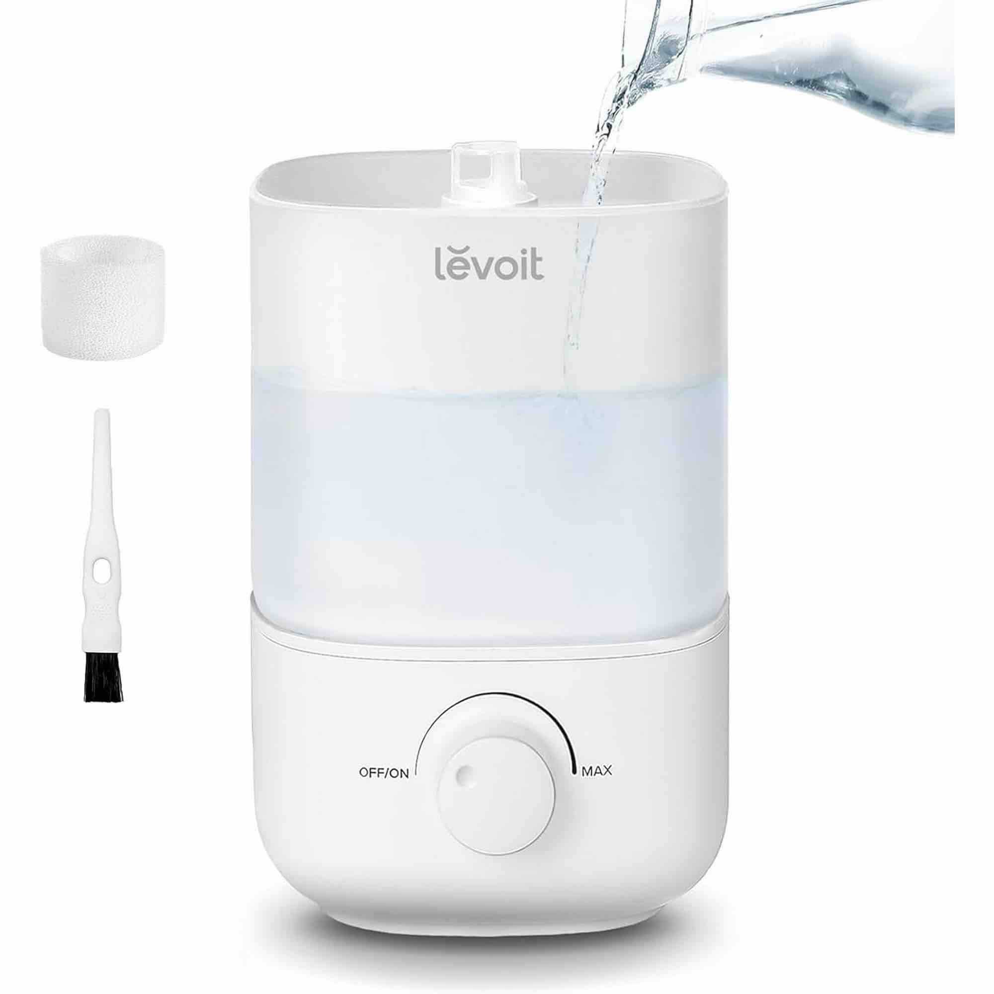 LEVOIT Bedroom Top Fill Humidifier, 2.5L Water Tank for Large Rooms, Easy to Fill and Clean, 28 dB Silent Cool Mist Air Humidifier for Home Baby Nursery and Plants