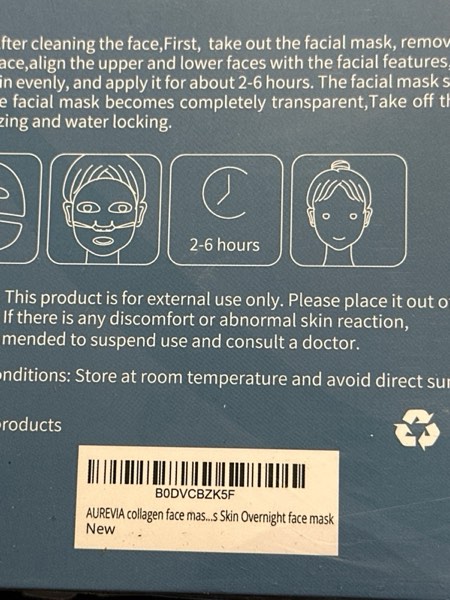 Condition photo showing New/Like New for Bio-Collagen Hydrogel Deep Face Mask Sheet for Women - Overnight Hydrating & Moisturizing Facial Mask