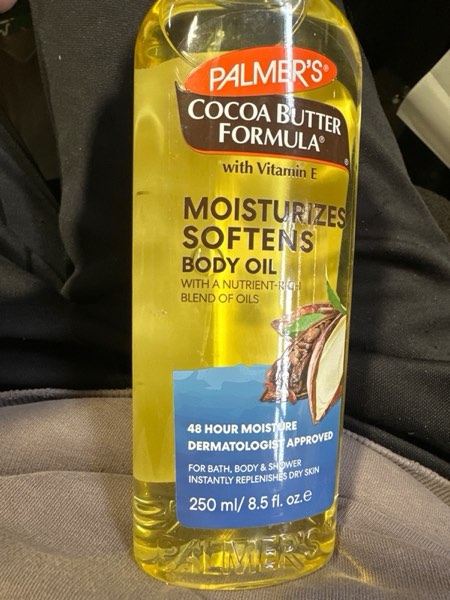 Condition photo showing Good Condition for Palmer's Cocoa Butter Moisturizing Body Oil with Vitamin E, Radiant Looking Glow and Skin Hydration, Instant Absorption, Bath, Body and Shower, 8.5 Ounces Cocoa Butter 8.5 Fl Oz (Pack of 1)