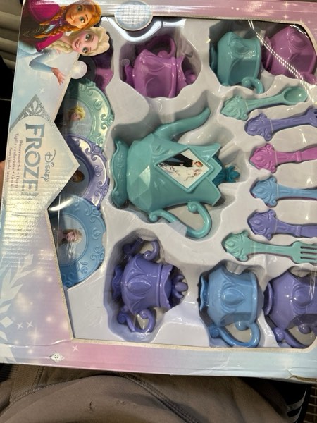 Condition photo showing New/Like New for Disney Frozen Tea Set - 26 Pc Bundle with Frozen Tea Party Decorations, Cups, Tea Pot, Featuring Anna and Elsa Plus Frozen Stickers, More | Frozen Tea Set Party Supplies