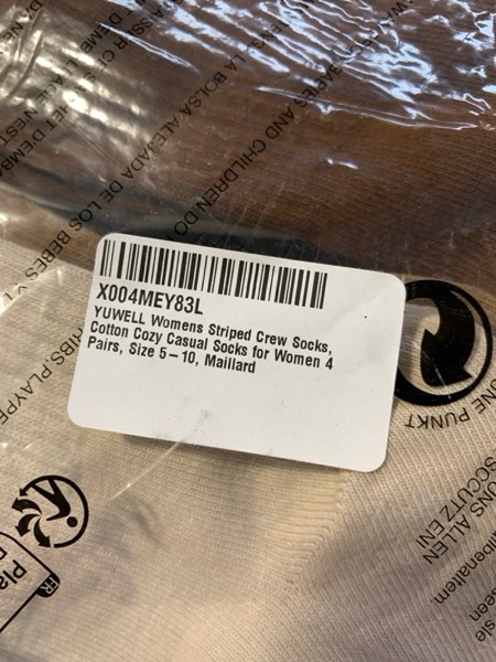Condition photo showing New/Like New for YUWELL Womens Striped Crew Socks, Cotton Cozy Casual Socks for Women 4 Pairs, Size 5-10 One Size 4pairs-white Coffee Brown Beige
