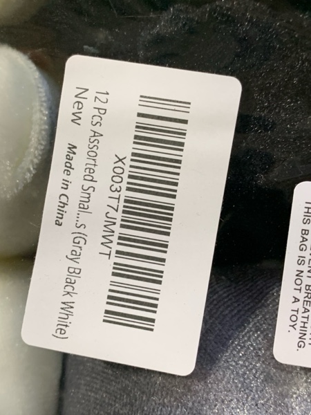 Condition photo showing New/Like New for Winlyn 12 Pcs Small Assorted Faux Velvet Pumpkins Decorative Fabric in White Black Gray Taupe Foam Pumpkins 3" for Farmhouse Fall Wedding Thanksgiving Halloween Table Centerpiece Mantel Décor Gray Black White