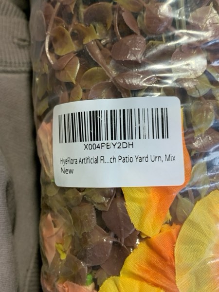 Condition photo showing New/Like New for Artificial Mums for Outdoors Fake Fall Flowers Plants for Autumn Decoration, 12 Bundles Silk Morning Glory with Eucalyptus Look Real UV Resistant Faux Mums for Outside Planters Yard Patio Porch, Mix 3 Mixed(4 Light Orange, 4 Orange, 4 Yellow)