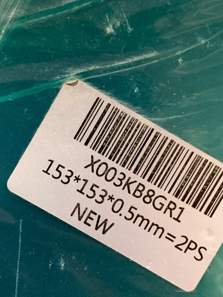 Condition photo showing New/Like New for 2 Pcs Brass Sheet, 6" x 6", 24 Gauge(0.5mm) Thickness, No Scratches, Film Attached Brass Plates 6" x 6", 24 Gauge(0.51mm) 2