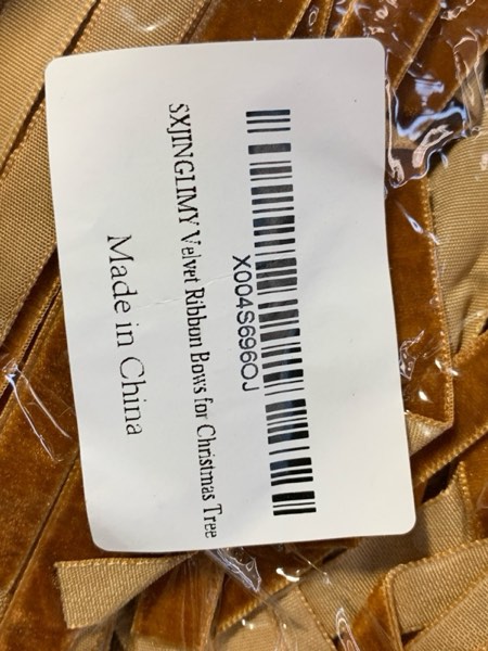 Condition photo showing New/Like New for Velvet Bows for Christmas Tree, 24 Pcs 5x7 Inch Velvets Ribbon Tree Bows, Velvet Ornaments for Christmas Trees Decorations Wreath Outdoor Indoor Brown