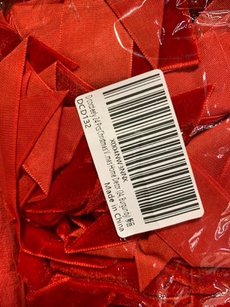 Condition photo showing New/Like New for 24 Pcs Christmas Velvet Bows, 16 x 6 Inch Velvet Christmas Wreath Bows Rustic Crafts for Xmas Home Decor Wedding (24 Pcs Wine Red, 16" x 6", Width of 1") 16" x 6", Width of 1" 24 Pcs Wine Red