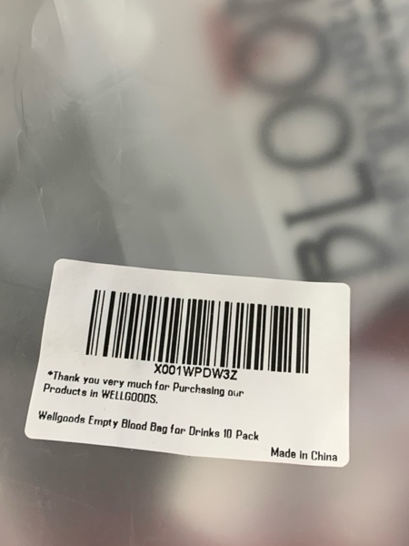 Condition photo showing New/Like New for 10 Pack Blood Bag for Drinks Pouches Mug Empty Vampire Diary Halloween Food Safe Reusable Drink Containers Bags Cups for Christmas Juice Party Nursing Birthday