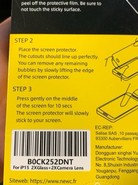 Condition photo showing New/Like New for NEW'C 4 Pack, 2 Pack for iPhone 15 Screen Protector (6.1 inch) + 2 Pack Camera Lens Protector, Sensor Protection,Case Friendly Tempered Glass Film 15 6.1 inches