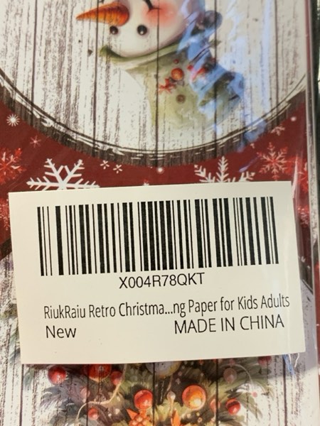 Condition photo showing New/Like New for RiukRaiu Vintage Christmas Wrapping Paper for Kids Adults - Red Xmas Gift Wrap Retro Santa Snowman Tree Farm Truck Wood Grain Crafts for Holiday Party - 4 Jumbo Sheets, 40 x 28 Inches Each