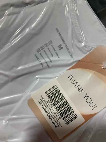 Condition photo showing New/Like New for Women's Square Neck Long Sleeve Bodysuit — Sexy Thong Double-Lined Top (White, Medium)