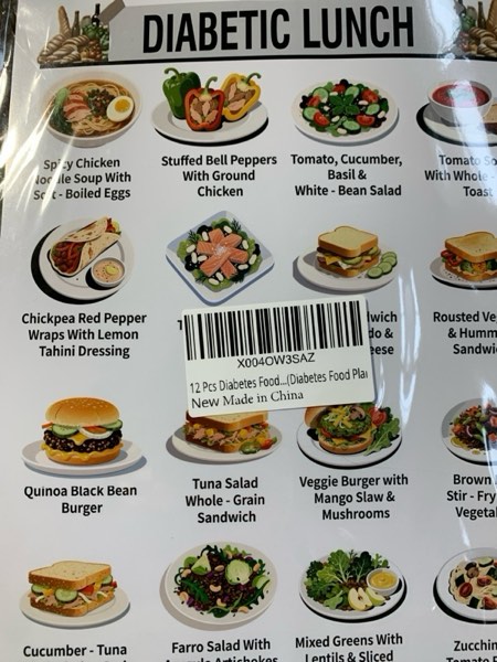 Condition photo showing New/Like New for 12 Pcs Diabetes Food List Meal Chart, Low Carb Foods List for Blood Sugar Control, Foods to Eat More and Eatless, Diabetes Grocery List for Daily Diet Plan, Diabetes Food Plan