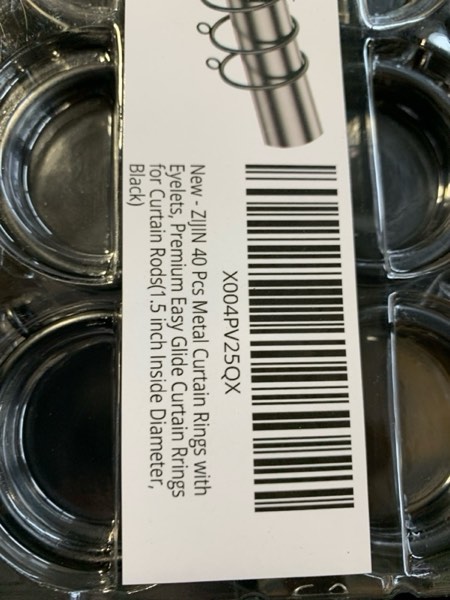 Condition photo showing New/Like New for 40 Pcs Metal Curtain Rings with Eyelets, 1.5 inch Interior Diameter Premium Easy Glide Curtain Rrings for Curtain Rods Black
