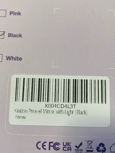 Condition photo showing New/Like New for Kintion Tiny Travel Compact Mirror, 4.6"*2.9" Portable LED Lighted Makeup Mirror, 3 Colors Touch Dimmable Purse Mirror, Rechargeable Folding Cosmetic Mirror for Women, Black