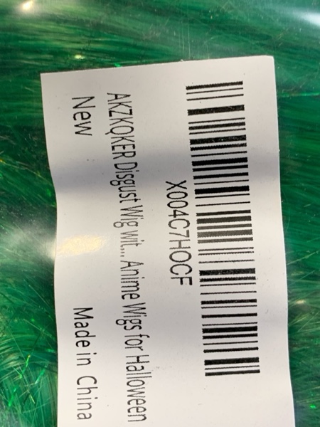 Condition photo showing New/Like New for Disgust Wig with Scarf Green Wavy Cosplay Anime Wigs for Halloween