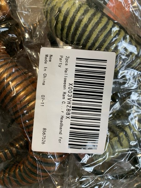 Condition photo showing New/Like New for 2Pcs Foam Ram Horn Headbands Halloween Costume Accessories for Party Cosplay Masquerade Photo Props 4.6 X 2.8 X 0.5 Inches