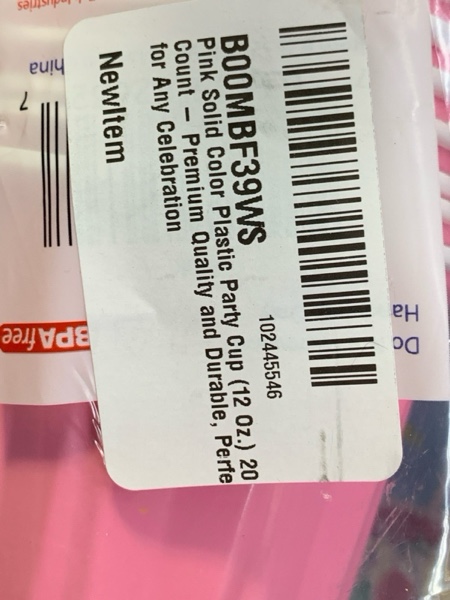 Condition photo showing New/Like New for Pink Solid Color Plastic Party Cup (12 Oz.) 20 Count - Premium Quality and Durable, Perfect for Any Celebration