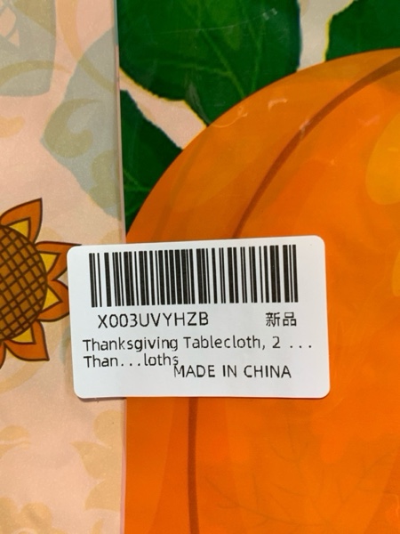 Condition photo showing New/Like New for Thanksgiving Tablecloth, 2 PCS 54" X 108" Thanksgiving Tablecloth Plastic Fall Tablecloth for Party, Autumn Pumpkin Maple Leaves Disposable Tablecloth Harvest Table Cover for Thanksgiving Decorations 2 Pcs Thanksgiving Tablecloths