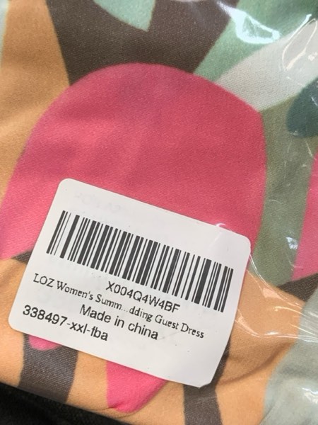 Condition photo showing New/Like New for LOZ Women's Long Sleeve Fall Dresses 2025 V-Neck Puff Sleeve Multicolor Floral Dresses Elegant Wedding Guest Maxi Dress XX-Large Multicolor