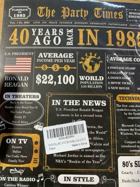 Condition photo showing New/Like New for Jumbo 40th Birthday Gift for Him Her, Happy 40th Birthday Card for Women Men, Funny 40 Year Old Birthday Greeting Card for Mom Dad, Vintage 40 Bday Decorations for Husband Wife Black Gold 40th