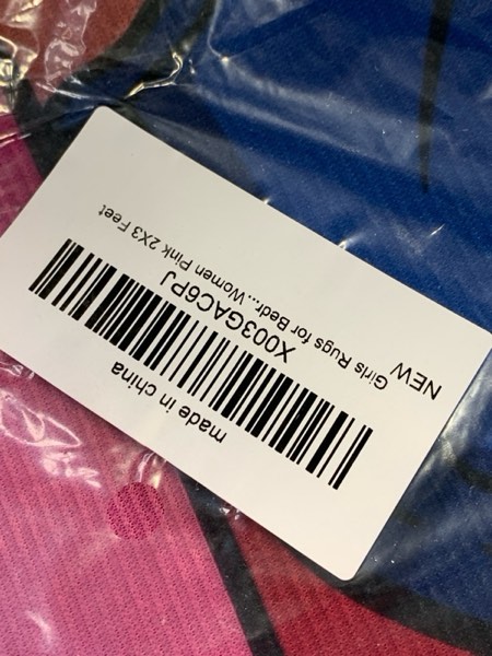 Condition photo showing New/Like New for Girls Rugs for Bedroom Black Girl Area Rug Cute African American Kids Floor Carpets for Living Room Decor Soft Small Carpets Yoga Mats for Women Pink 2x3 Feet G6-bgs 2' x 3' (Rectangular)