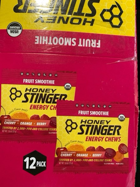 Condition photo showing New/Like New for Honey Stinger Organic Fruit Smoothie Energy Chew, Gluten Free & Caffeine Free, for Exercise, Running and Performance, Sports Nutrition for Home & Gym, Pre and Mid Workout, 12 Pack, 21.6 Ounce Fruit Smoothie 1.8 Ounce (Pack of 12)
