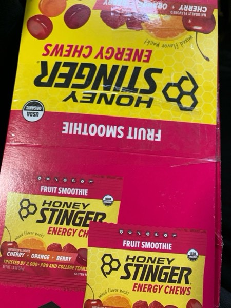 Condition photo showing New/Like New for Honey Stinger Organic Fruit Smoothie Energy Chew, Gluten Free & Caffeine Free, for Exercise, Running and Performance, Sports Nutrition for Home & Gym, Pre and Mid Workout, 12 Pack, 21.6 Ounce Fruit Smoothie 1.8 Ounce (Pack of 12)