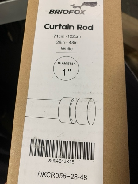 Condition photo showing New/Like New for Briofox white Curtain Rods for Windows 28 To 48 Inch Heavy Duty Modern End Cap 1 Inch Curtain Rods Adjustable Decorative Drapery Rod for Home,Office,Apartment,Farmhouse