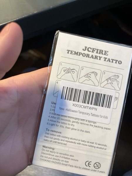 Condition photo showing New/Like New for JCFIRE Halloween Temporary Tattoos for Kids, Glow in Dark Tattoos Stickers with Pumpkin Skull Ghost Monster for Halloween Party Favors Decorations, Party Games for Kids