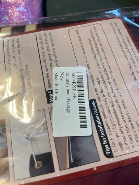 Condition photo showing New/Like New for Christmas Garage Door Cover Decoration, 16 x 7 ft Cute Animal Merry Christmas Garage Door Banner Covering Mural Backdrop Background, Xmas Holiday Funny Party Wall Decor Indoor Outdoor Dark Red