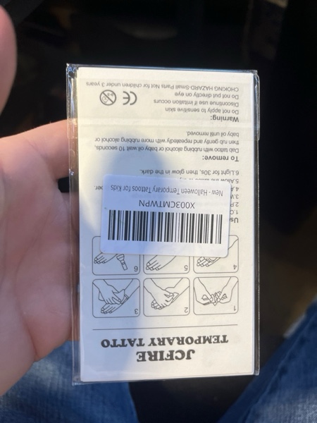 Condition photo showing New/Like New for JCFIRE Halloween Temporary Tattoos for Kids, Glow in Dark Tattoos Stickers with Pumpkin Skull Ghost Monster for Halloween Party Favors Decorations, Party Games for Kids