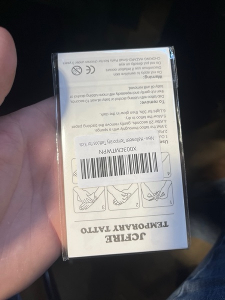 Condition photo showing New/Like New for JCFIRE Halloween Temporary Tattoos for Kids, Glow in Dark Tattoos Stickers with Pumpkin Skull Ghost Monster for Halloween Party Favors Decorations, Party Games for Kids