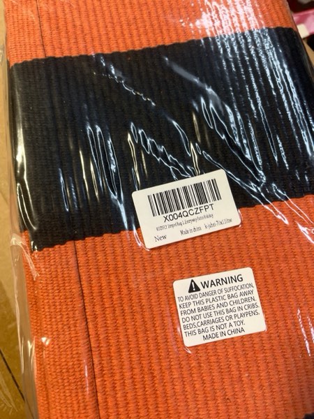 Condition photo showing New/Like New for KOZYFLY Striped Rug 27.5x43 Inches Orange and Black Halloween Fall Front Door Rug Hand Woven Area Rugs Washable Outdoor Doormats Indoor Entrance Mat for Front Porch Kitchen Entryway Patio Holiday 2'4" x 3'7" (Rectangular) Orange and Black