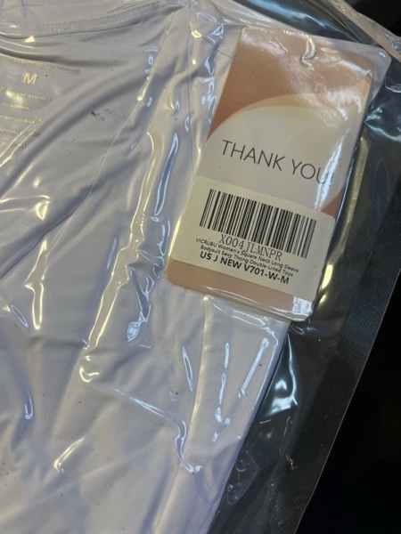 Condition photo showing New/Like New for Women's Square Neck Long Sleeve Bodysuit Sexy Thong Double-Lined Tops White Medium