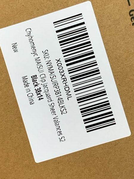 Condition photo showing New/Like New for Chyhomenyc Marilyn 2PCS Black Sheer Valances for Windows 14 Inches Long, Light Filtering Clip Jacquard Textured 3D Leaf Curtains for Kitchen Bathroom Bedroom Basement Small Windows, 38Wx14L Inches