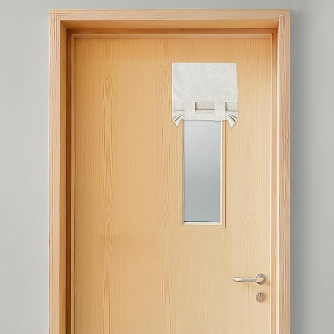 KGORGE Classroom Door Window Curtain, 100% Blackout Privacy Protect Linen Blended French Door Curtai