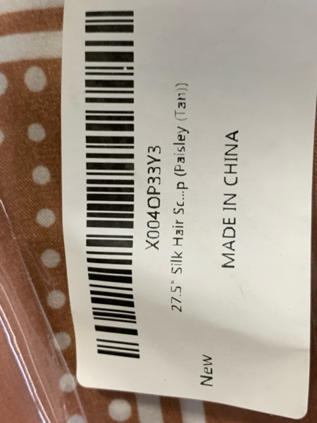 Condition photo showing New/Like New for 27.5" Silk Hair Scarf for Women Satin Bandana Square Head Scarf for Sleeping Women Head Wrap Paisley (Tan)