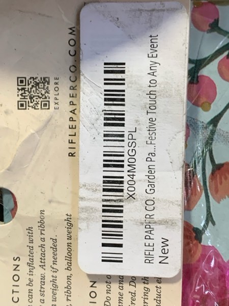 Condition photo showing New/Like New for RIFLE PAPER CO. Garden Party "Yay" Foil Balloon, Vibrant Floral Design with Playful Typography, Perfect for Parties and Celebrations, Fun and Stylish Décor to Add a Festive Touch to Any Event