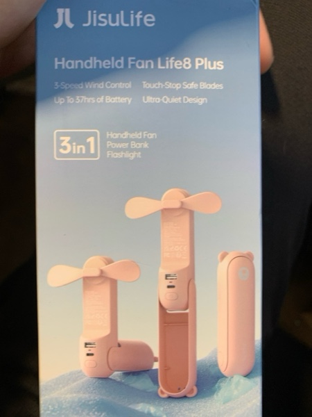 Condition photo showing New/Like New for JISULIFE Handheld Mini Fan, 3-in-1 Hand Fan and Portable USB Rechargeable Pocket Fan - Pink: Personal Handheld, Battery Powered