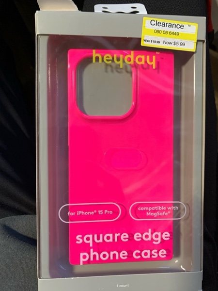 Condition photo showing New/Like New for Heyday iPhone 15 Pro Square Edge Phone Case HOT PINK