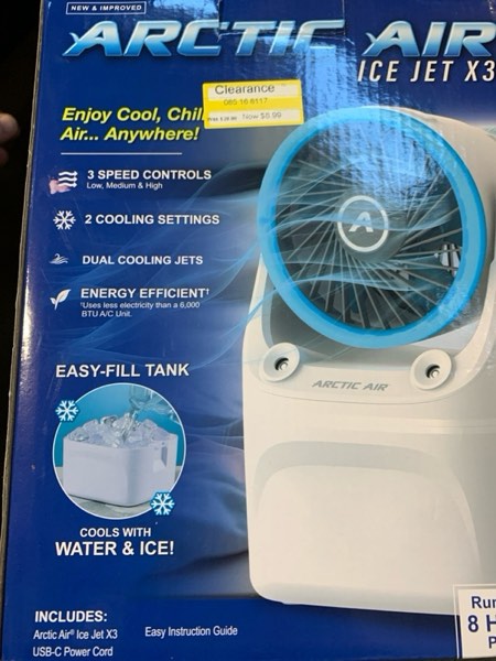 Condition photo showing New/Like New for Arctic Air Ice Jet X3 Portable Air Cooler — Dual Mist Modes, Up to 8-Hour Cooling Time, 3-Speed Portable Cooler with Adjustable Airflow, USB C, LED Mood Light, Lightweight, Great for Home & Travel